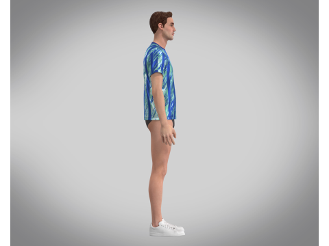 Soccer Blue Stripe Jersey Player-11 V2 3D Model