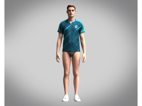 Mens Soccer Ash color Jersey Player-10 Model 3D