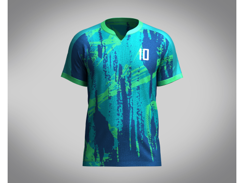 Men Soccer Blue and Mint Jersey Player-10 3D Model