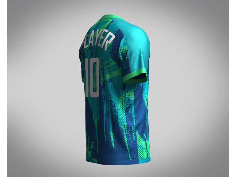 Men Soccer Blue and Mint Jersey Player-10 3D Model