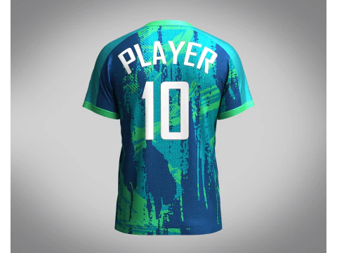 Men Soccer Blue and Mint Jersey Player-10 3D Model