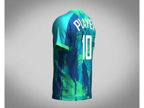 Men Soccer Blue and Mint Jersey Player-10 3D Model