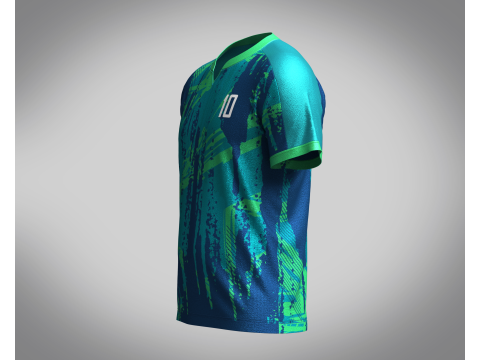 Men Soccer Blue and Mint Jersey Player-10 3D मॉडल