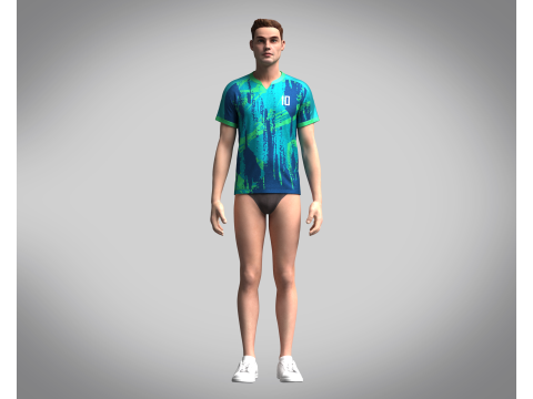 Men Soccer Blue and Mint Jersey Player-10 3D मॉडल