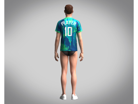 Men Soccer Blue and Mint Jersey Player-10 3D मॉडल