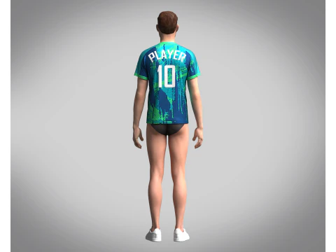 Men Soccer Blue and Mint Jersey Player-10 3D Model