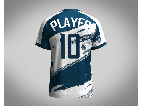 Men Soccer Blue and White Jersey Player-10 3D 模型