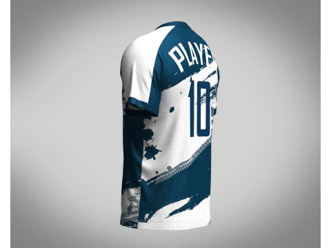 Men Soccer Blue and White Jersey Player-10 3D Model