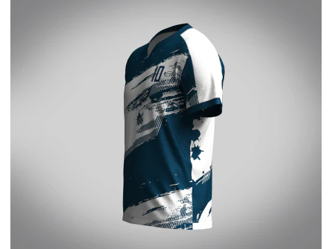 Men Soccer Blue and White Jersey Player-10 3D Model