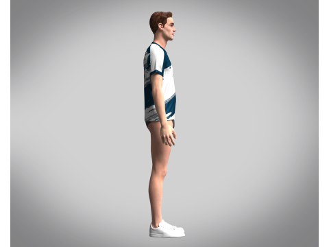 Men Soccer Blue and White Jersey Player-10 3D 模型
