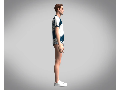 Men Soccer Blue and White Jersey Player-10 3D Model