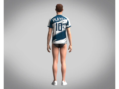 Men Soccer Blue and White Jersey Player-10 3D Model