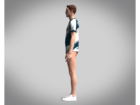 Men Soccer Blue and White Jersey Player-10 3D 模型