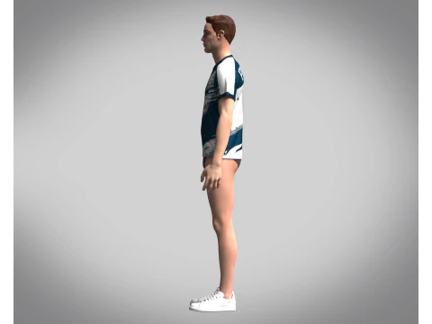 Men Soccer Blue and White Jersey Player-10 3D Model