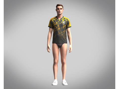 Men Soccer Brown and Black Jersey Player-10 Modèle 3D