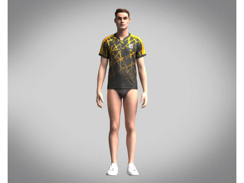 Men Soccer Brown and Black Jersey Player-10 3D Model