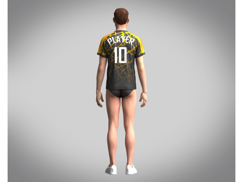 Men Soccer Brown and Black Jersey Player-10 Modèle 3D