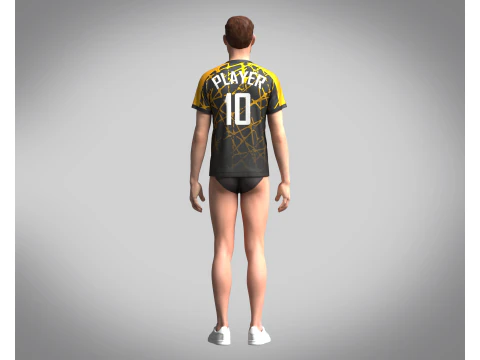 Men Soccer Brown and Black Jersey Player-10 3D Model