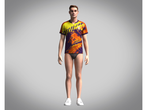 Men Soccer Brown and Yellow Jersey Player-10 3D Model