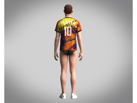 Men Soccer Brown and Yellow Jersey Player-10 3D Model