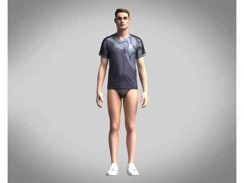 Men Soccer Gray and Black color Blue Jersey Player-10 3D Model