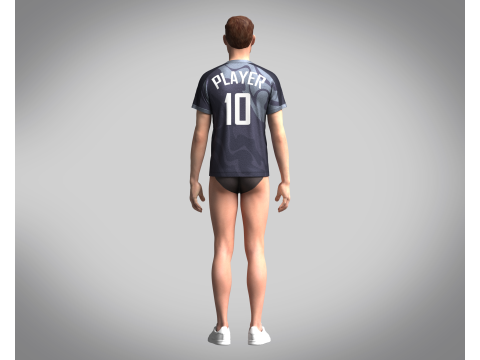 Men Soccer Gray and Black color Blue Jersey Player-10 3D Model