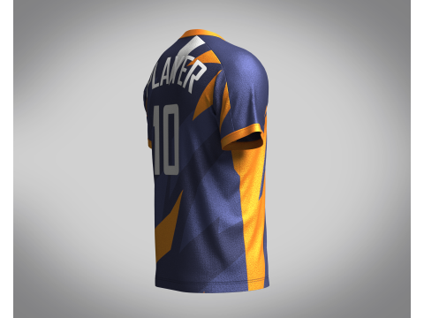 Men Soccer Orange and blue color Blue Jersey Player-10 Model 3D