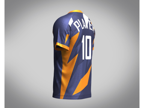 Men Soccer Orange and blue color Blue Jersey Player-10 Model 3D