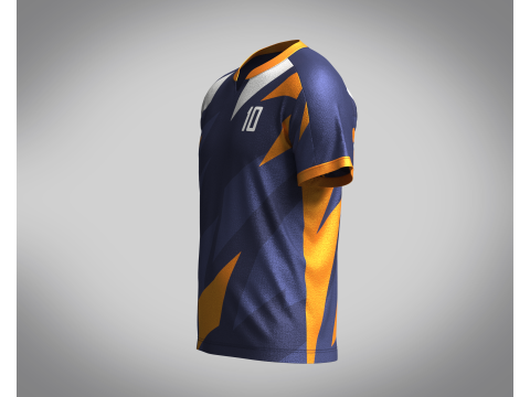 Men Soccer Orange and blue color Blue Jersey Player-10 Model 3D