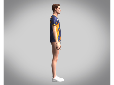 Men Soccer Orange and blue color Blue Jersey Player-10 Model 3D