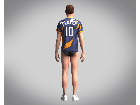 Men Soccer Orange and blue color Blue Jersey Player-10 Model 3D
