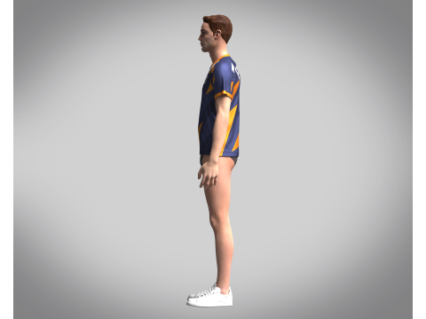 Men Soccer Orange and blue color Blue Jersey Player-10 Model 3D