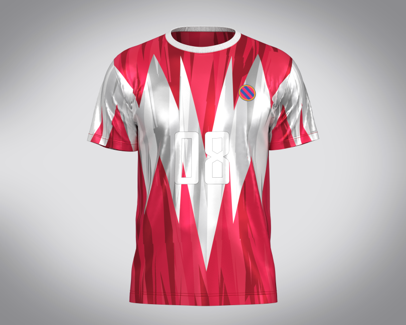 Soccer Red Sports Jersey Player-08 3D Модель .c4d .max .obj .3ds .fbx .stl .blend