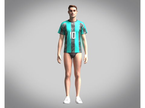 Soccer Ash with Blue color Jersey Player-10 3D 모델