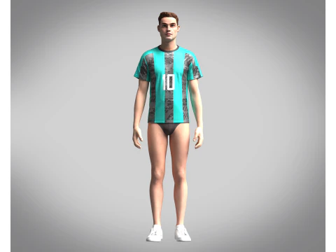 Soccer Ash with Blue color Jersey Player-10 3D Model