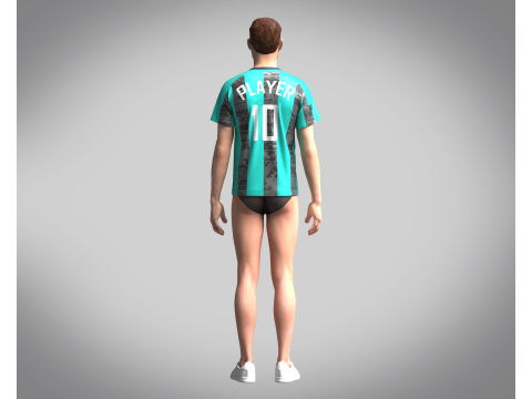 Soccer Ash with Blue color Jersey Player-10 3D 모델