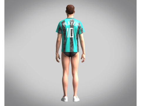 Soccer Ash with Blue color Jersey Player-10 3D Model