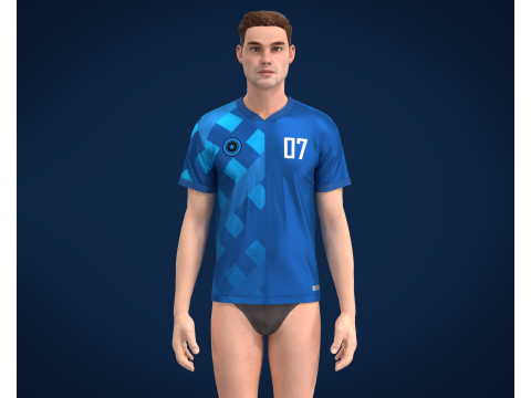 Soccer Blue jersey Player 07 3D 모델