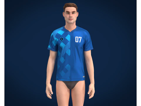 Soccer Blue jersey Player 07 3D Model