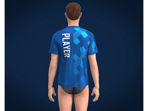 Soccer Blue jersey Player 07 3D Model
