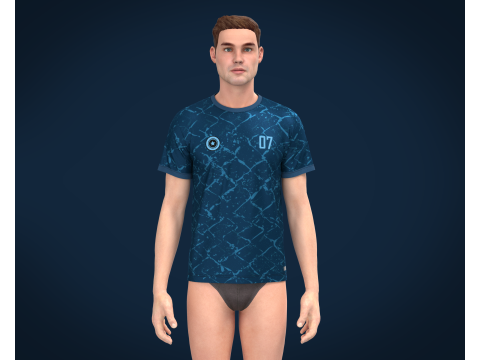 Soccer Dark Blue jersey Player 07 Model 3D