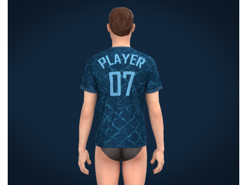 Soccer Dark Blue jersey Player 07 Model 3D