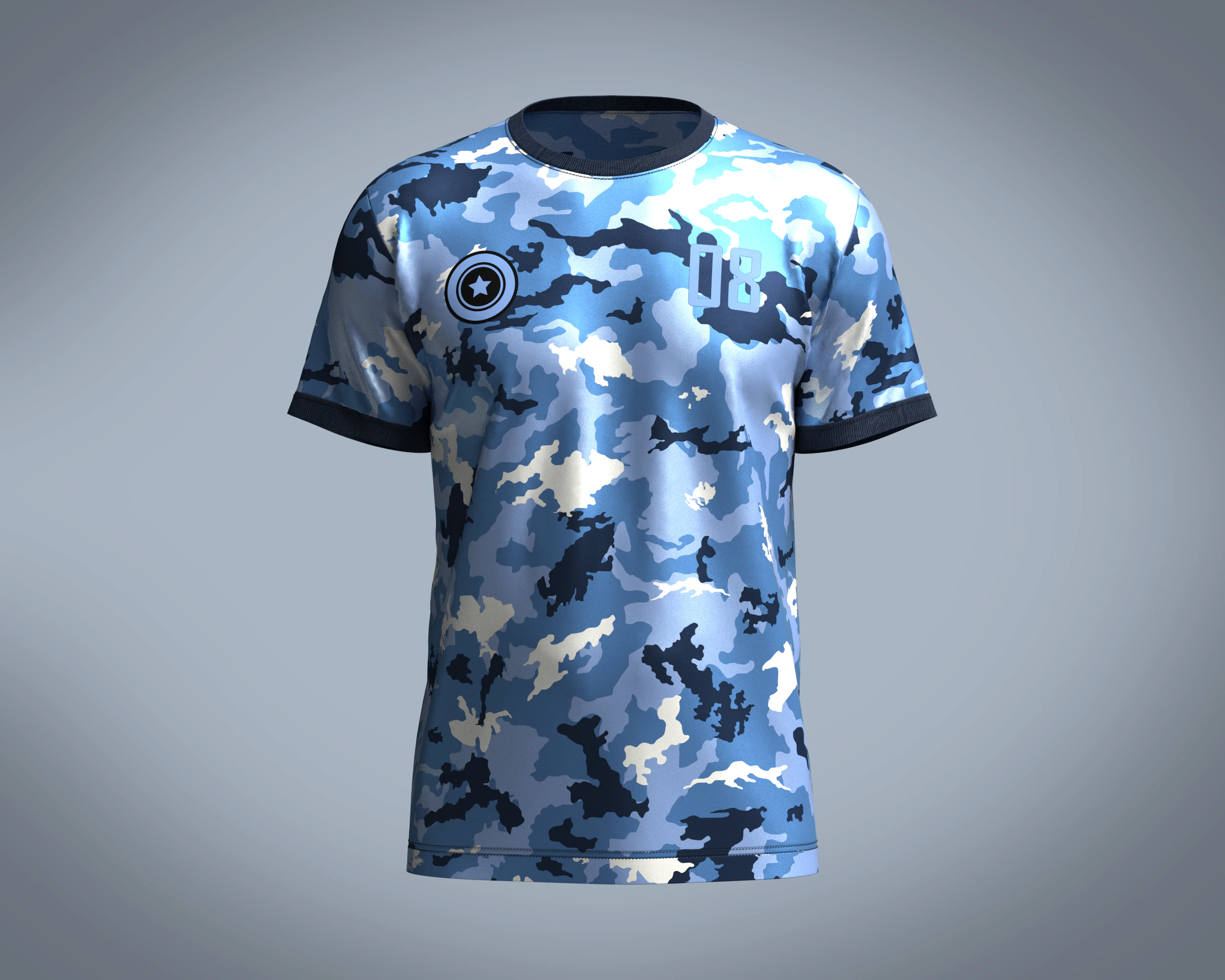 Soccer Camo Jersey Player 08 3D Model .c4d .max .obj .3ds .fbx .stl .blend 