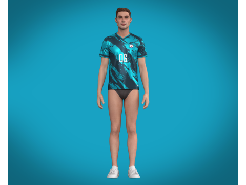 Soccer Dark Blue jersey Player-06 3D 模型