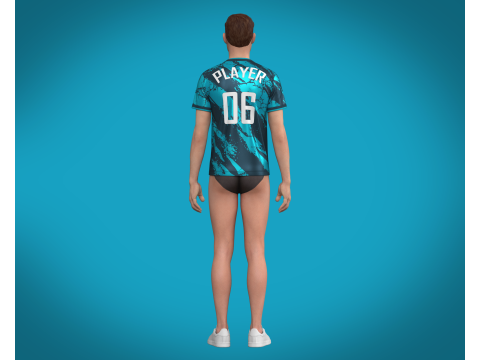 Soccer Dark Blue jersey Player-06 3D 模型