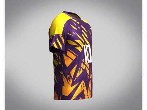 Soccer Dark Purple with multi color Jersey Player-10 3D Model