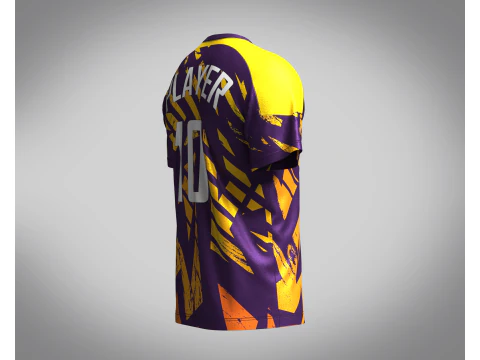 Soccer Dark Purple with multi color Jersey Player-10 3D Model