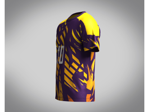 Soccer Dark Purple with multi color Jersey Player-10 3D Model
