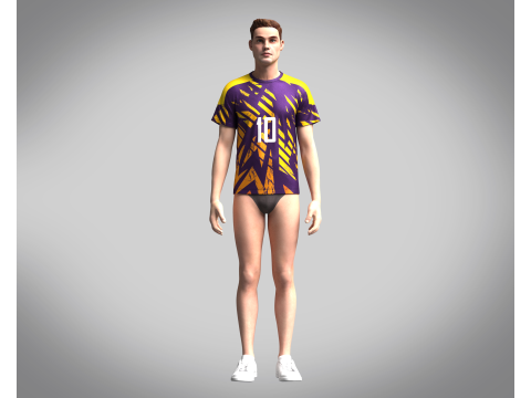 Soccer Dark Purple with multi color Jersey Player-10 3D Model