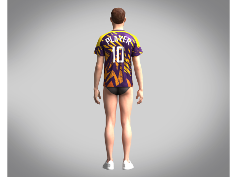 Soccer Dark Purple with multi color Jersey Player-10 3D Model
